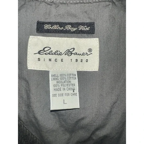Vtg Y2K Eddie Bauer Collins Bay Vest Large Green Corduroy Quilted Lined Zip‎ L - Picture 3 of 3